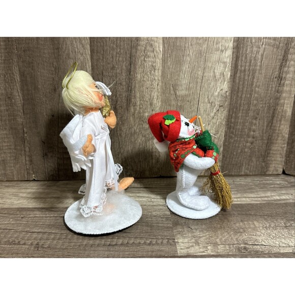 Annalee Angel Holding Star 7.5” And Snowman With Broom 5” Festive Snowman HTF - Picture 3 of 7
